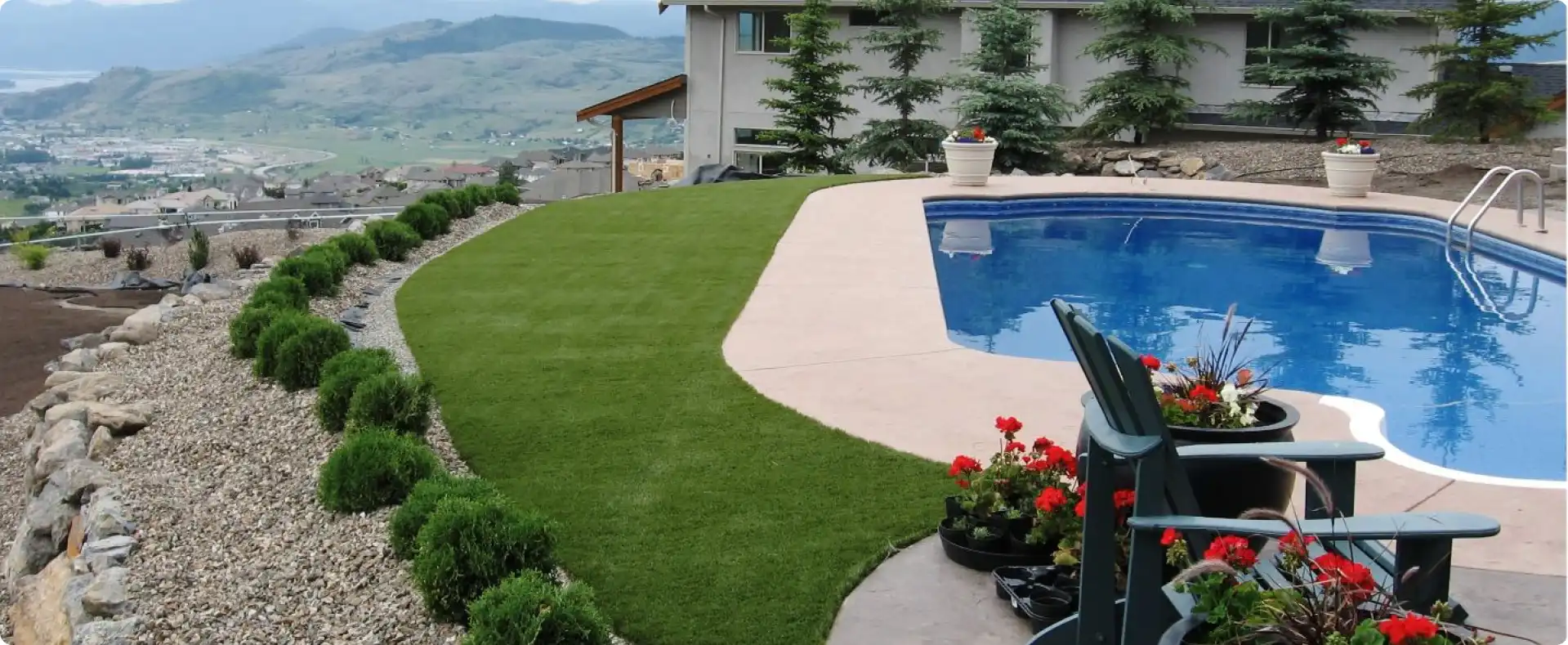 beautiful landscape artificial grass installation