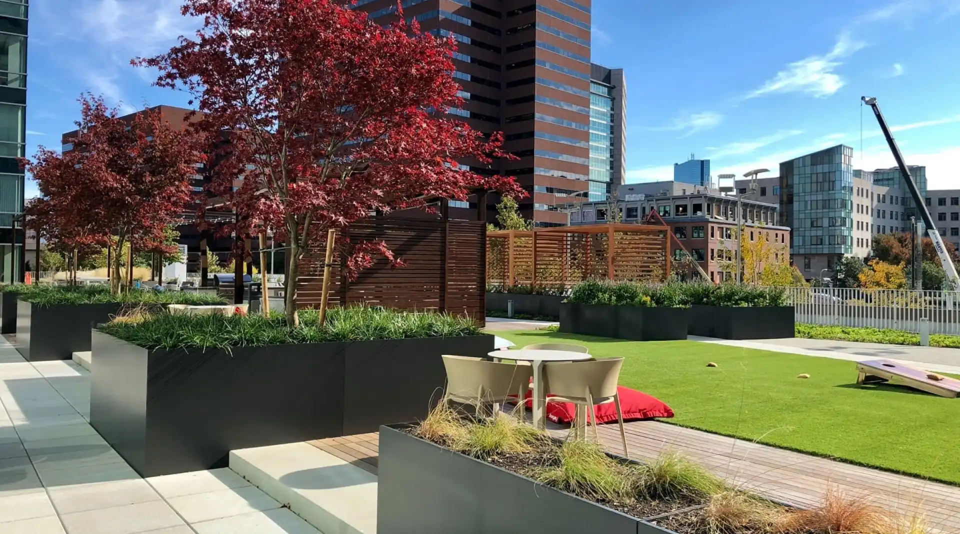 artificial grass installation in the city