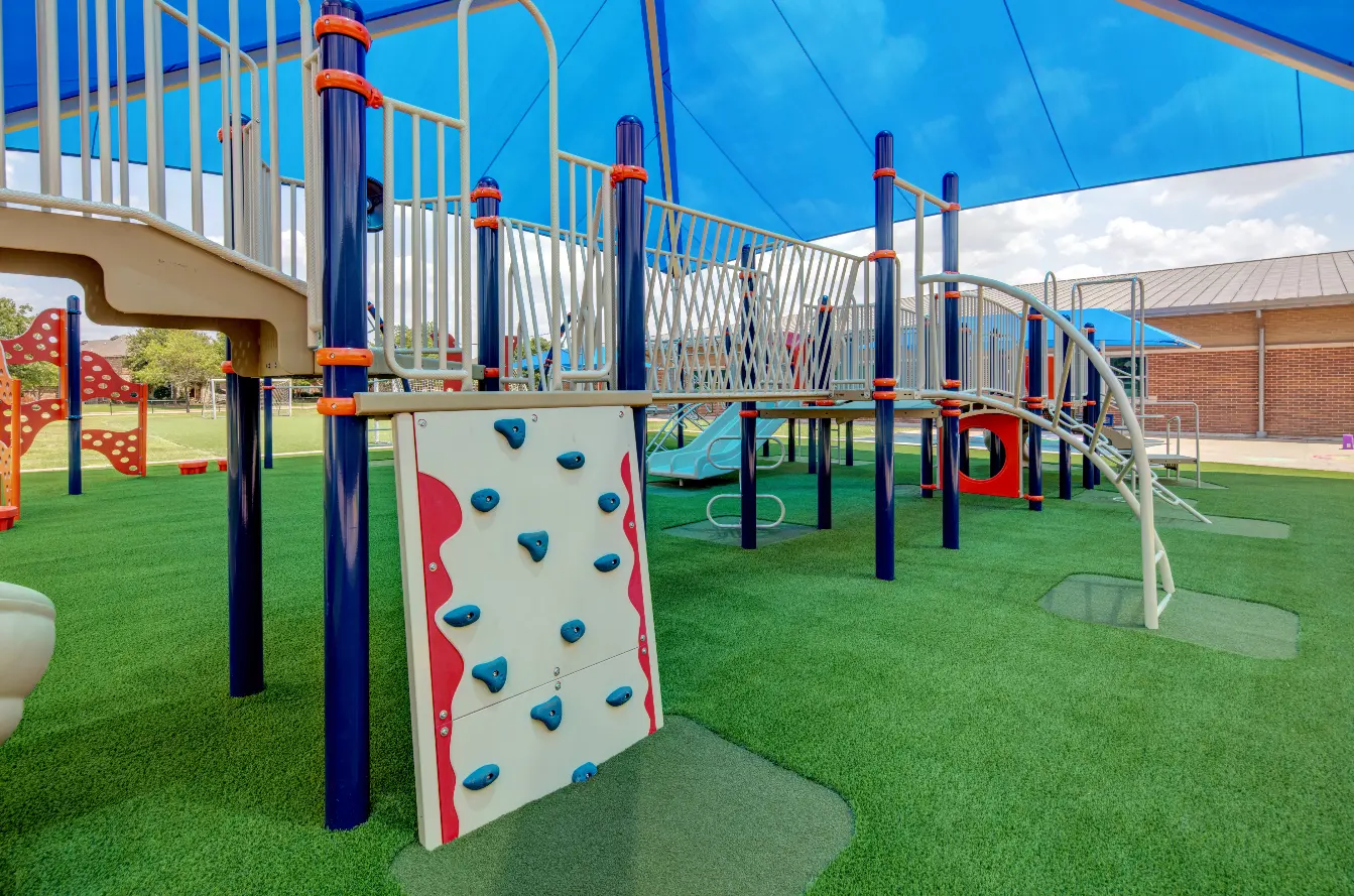 playground on artificial grass lawn